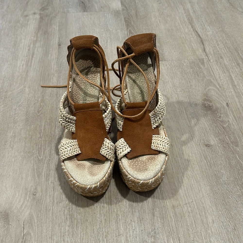 Free People Ankle Tie Platform Wedges